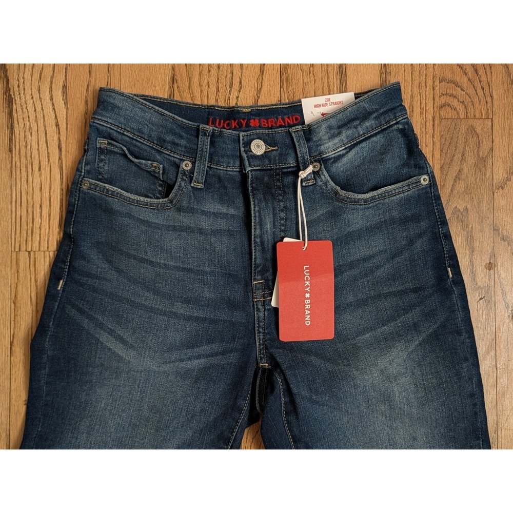 Lucky Brand Zoe High Rise Straight Dark Wash Raw Hem Women's Jeans 6/28 Long - Picture 7 of 16